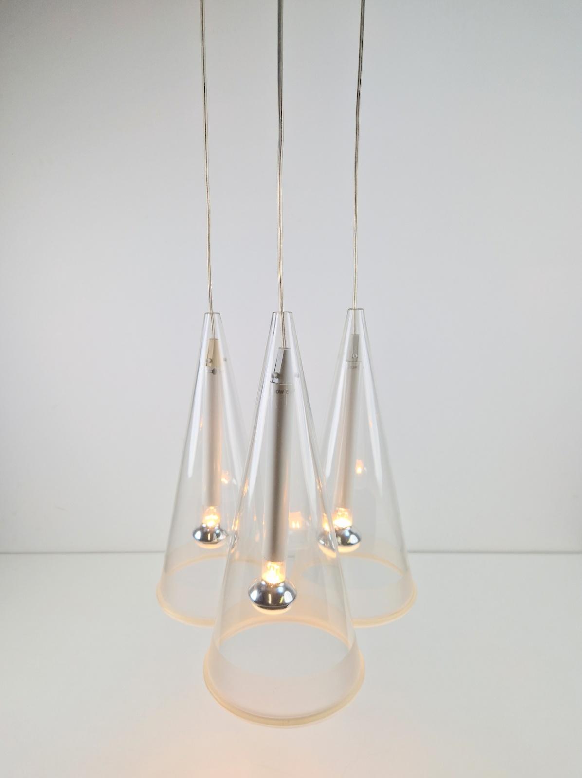 【廃盤】イタリア・FLOS社「FUCSIA」3灯 Italian Glass Fucsia 3 Pendant Lamp by Achille Castiglioni for