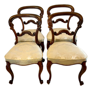 Antique Victorian Carved Rosewood Dining Chairs, 1860s, Set of 4