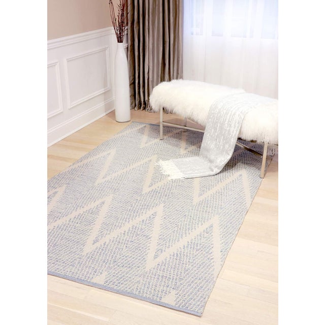 Pasargad Home Simplicity Aqua Cotton Area Rug- 5' 0" X 8' 0" For Sale In New York - Image 6 of 7