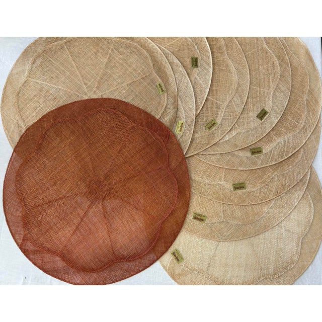 Mid 20th Century Vintage Filipino Woven Abaca Placemats, Set of 10, Made for Neiman Marcus For Sale - Image 5 of 6