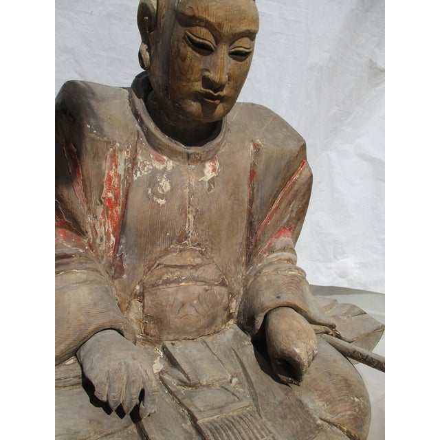 Edo Shinto Wooden Priests Circa 1850s Japan - A Pair of 2 For Sale - Image 16 of 17