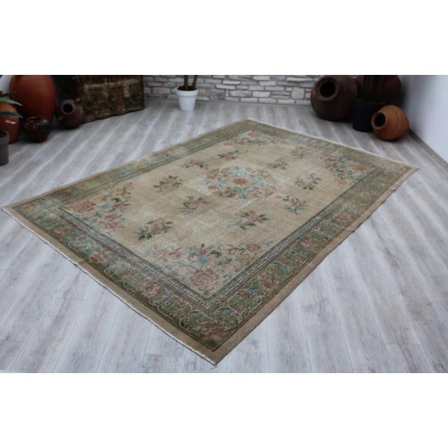 Traditional Vintage Turkish Area Rug -83"x121" For Sale - Image 3 of 11