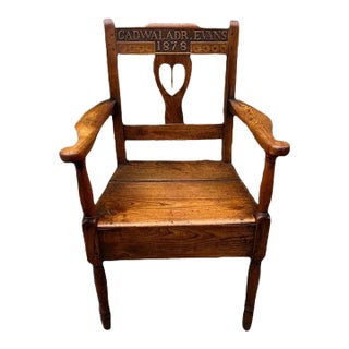 19th Century Antique Oak Mission Armchair For Sale