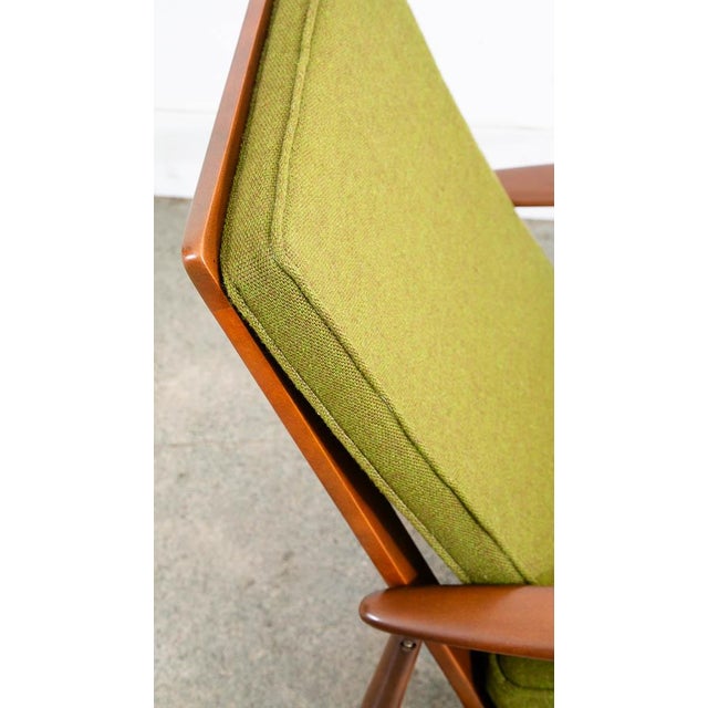Wood 1960s Mid Century Danish Modern Lounge Chair Armchair Green Arms MCM Denmark Highback For Sale - Image 7 of 12