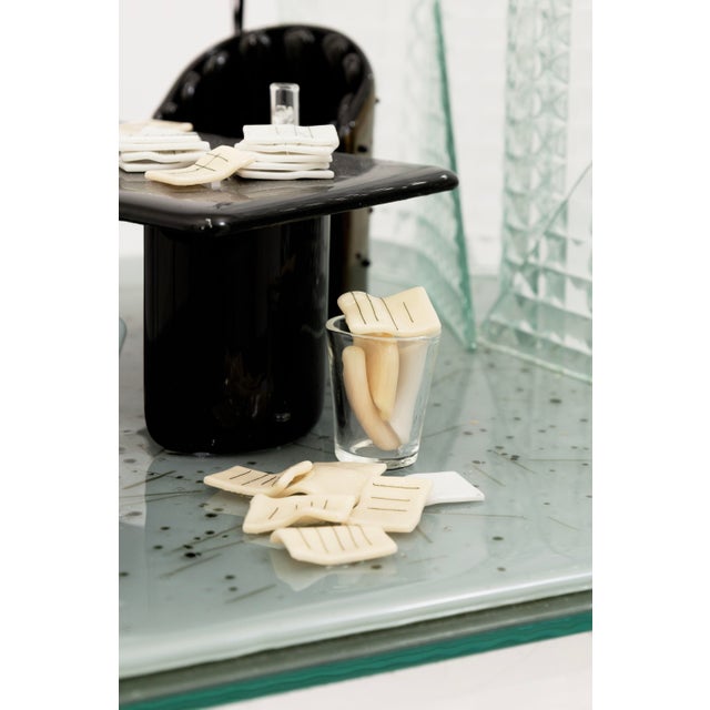 Emily Brock Postmodern Office Signed 1997 Fused Art Glass Table Sculpture For Sale - Image 10 of 11