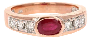 1.37 Carat Ruby Diamond 18 Karat Rose Gold Band, Size 7