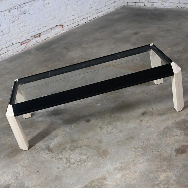 1970-1980’s Modern to Postmodern Coffee Table Off White & Black Painted ...