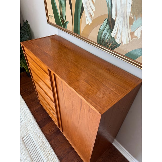 Mid 20th Century Vintage 1970s Danish Teak Tallboy Chifforobe For Sale - Image 5 of 12