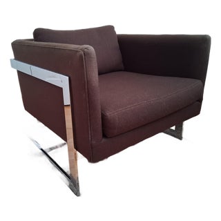 1960s Milo Baughman for Thayer Coggin No. 989 Chrome "T-Back" Lounge Chair For Sale