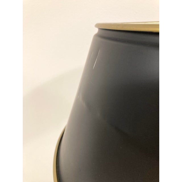 1980s Brass Palm Tree Bouillotte Table Lamp and Black Tole Shade For Sale - Image 9 of 11