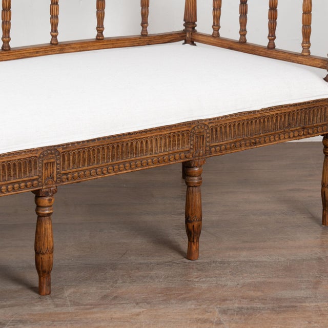 19th Century Swedish Gustavian Upholstered Carved Pine Bench Settee For Sale - Image 10 of 13