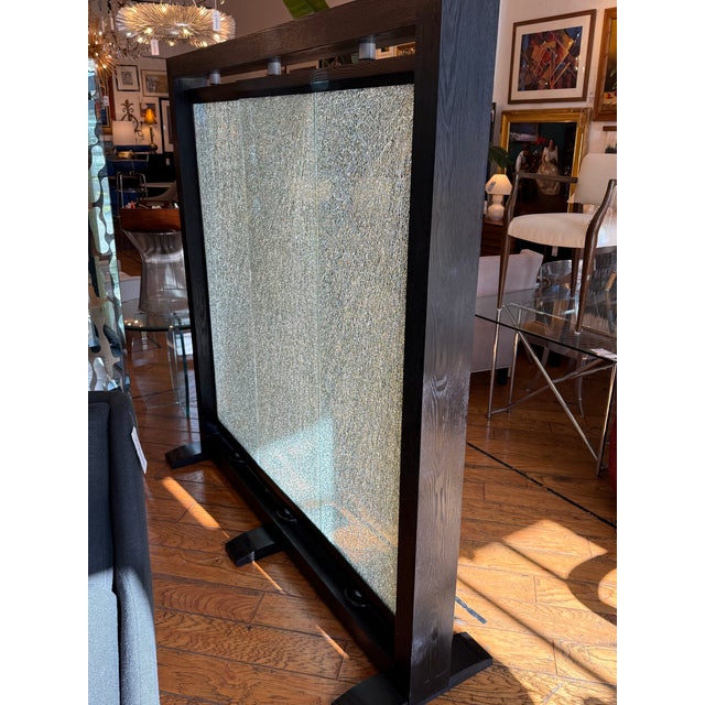 2010s Diamond Sofa Paneled Glass + Wood Room Divider For Sale - Image 5 of 12