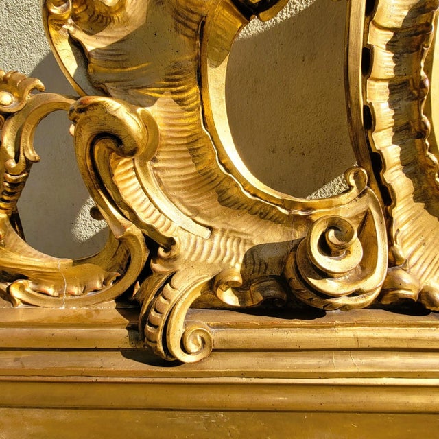 Wood Large Carved Giltwood Headboard, 20th Century For Sale - Image 7 of 18