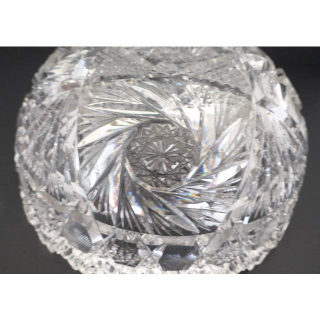 Glass American Brilliant Period Cut Crystal Bowl – 9" – Hobstar, Pinwheel & Fan Pattern For Sale - Image 7 of 10