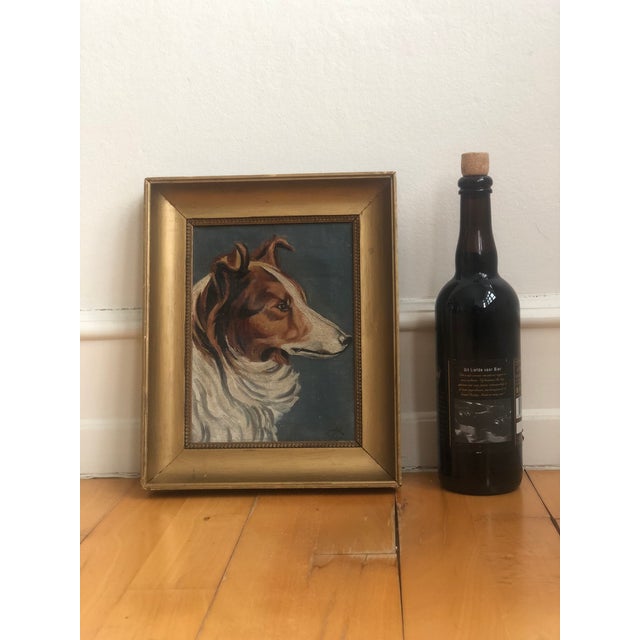 Cream Antique Original Dog Oil Painting, 19th Century Dog Portrait For Sale - Image 8 of 11