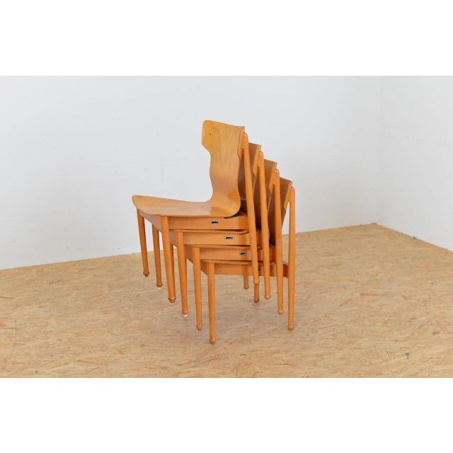 Swiss Wooden Chairs by Benedikt Rohner, 1960s, Set of 4 For Sale - Image 11 of 12