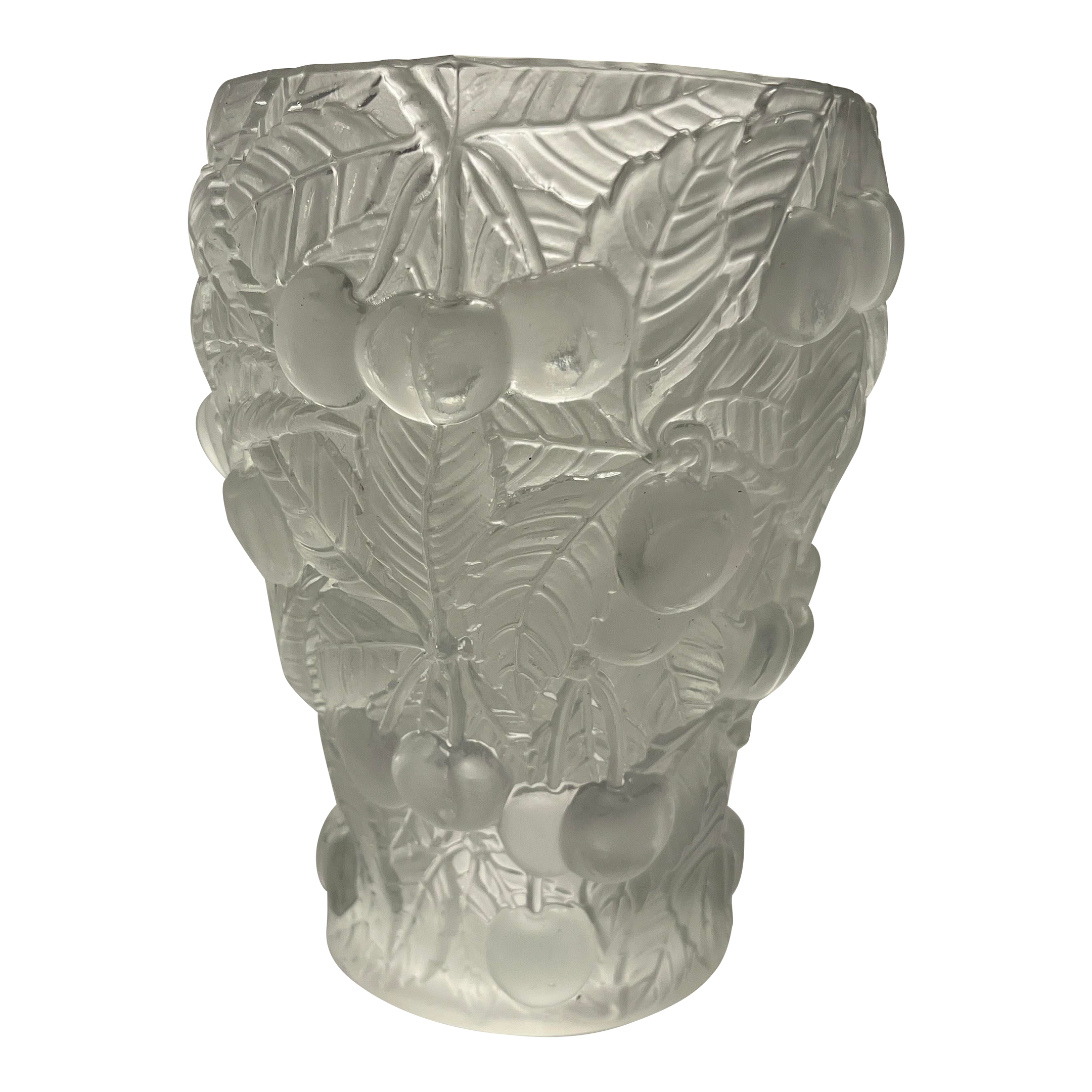 1930's Josef Inwald Barolac Vase Satin Glass Allover Cherry Design