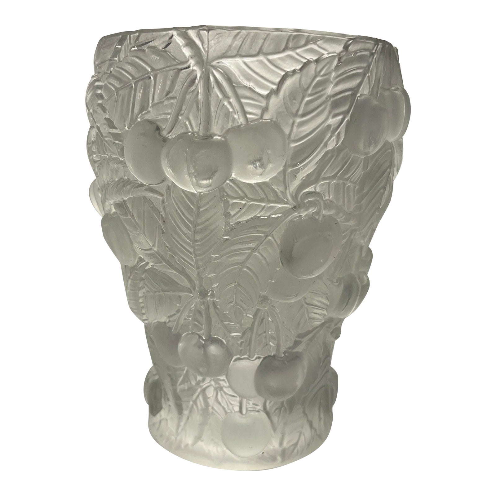 1930's Josef Inwald Barolac Vase Satin Glass Allover Cherry Design