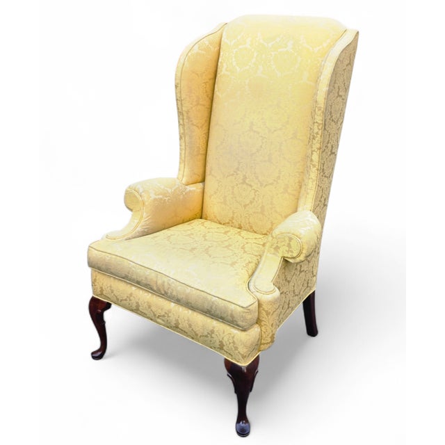 Vintage Queen Anne High Wingback Armchair For Sale - Image 4 of 14