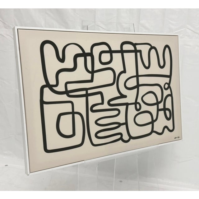 Textile Oliver Gal Abstract Line Art Painting Framed Acrylic Canvas Miami Pop Art For Sale - Image 7 of 18