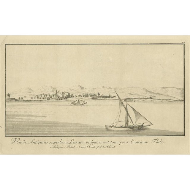 Antiquities of Luxor (Ancient Thebes), Norden Egypt Engraving, 1755 This powerful engraving depicts the monumental...