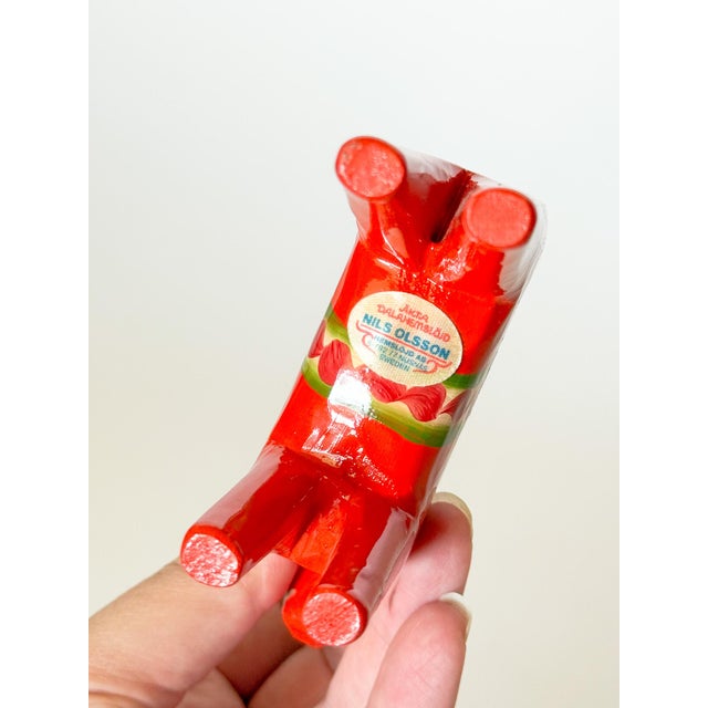 A charming little hand painted Swedish Dala horse by Nils Olsson. The detail and condition is pristine. Older fabric...