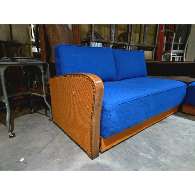 1940s Custom Schlaraffia Furniture Sectional Daybed and Chairs Living Room Set | Imported From Germany For Sale In Detroit - Image 6 of 9