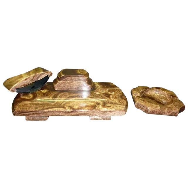 French Art Deco Marble Inkwell For Sale