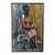 Vintage Figurative Seated Female Acrylic Painting For Sale