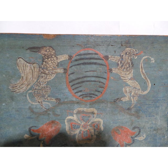 Swedish 100% Original Painted Trunk Front Dated 1818 For Sale In Miami - Image 6 of 10