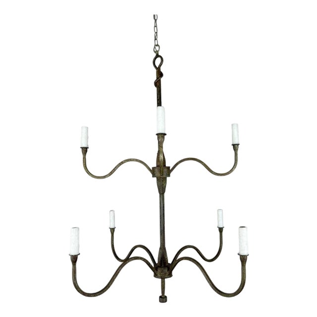 Modern Hand-Forged Wrought Iron Chandelier by Melissa Levinson, Usa For Sale