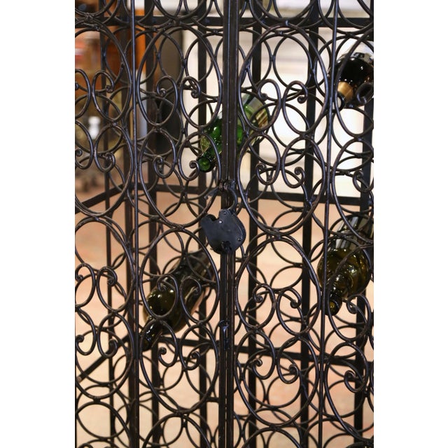 Mid-Century French Iron Sixty-Eight Bottle Wine Rack With Lock and Keys For Sale In Dallas - Image 6 of 9