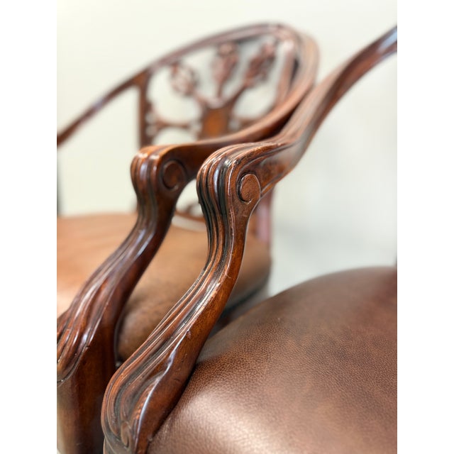 Pair of Theodore Alexander Regency Style Mahogany Armchairs With Leather Seats For Sale - Image 10 of 16