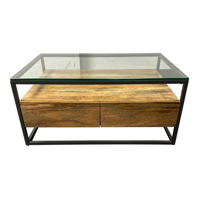 West Elm Box Frame Storage Coffee Table Chairish