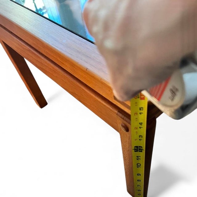 1970s Pair of 1970s Danish Modern Teak Glass Top Side Tables For Sale - Image 5 of 9