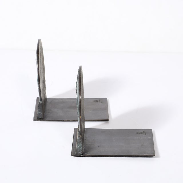 Mid-Century Bronze Bookends of Stone Workers W/ Hebrew Scripture by Peel Bell For Sale - Image 9 of 11