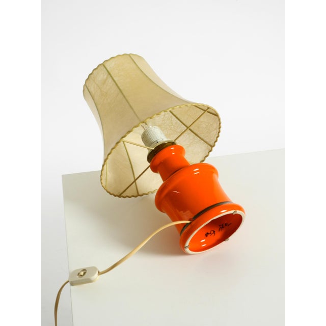 1960s Orange Ceramic Table Lamp with Cocoon Shade | Made in Italy For Sale - Image 18 of 18