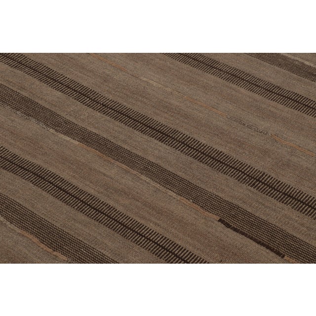 1950s Vintage Persian Kilim, Earth-Toned Monochromatic Vertical Stripes For Sale - Image 5 of 8