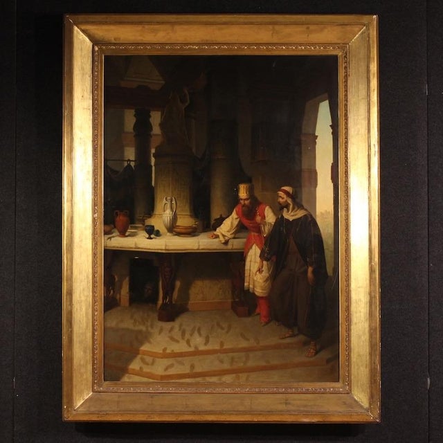 Carlo De Notaris, The Prophet Daniel Reveals the Deceit of the Priests of Baal to Cyrus, 1880, Oil on Canvas For Sale - Image 16 of 16