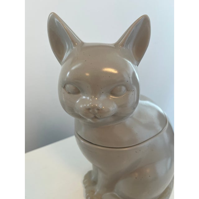 1980s Gray Stoneware Cat Cookie Jar, For Sale - Image 9 of 9