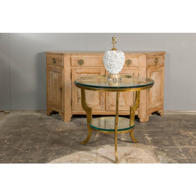 Mid 20th Century Italian White Pottery Table Lamp on Lucite Base For Sale - Image 11 of 12