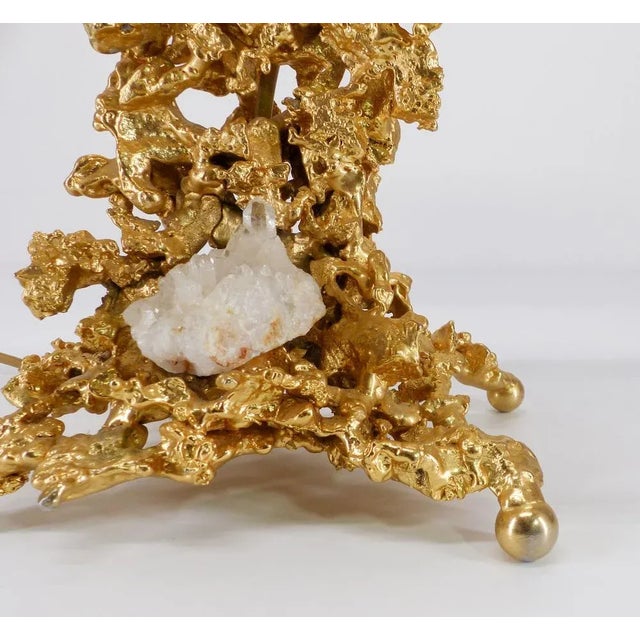 Hollywood Regency Table Lamp Base in Bronze and Quartz by Claude Victor Boeltz, 1980s For Sale - Image 5 of 11