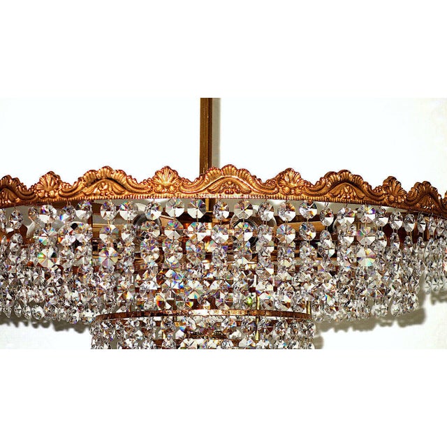 Brass and Lead Crystal Chandelier from Schröder, 1960s For Sale - Image 10 of 11