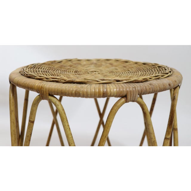 Bamboo and Wicker Drum Table Chairish