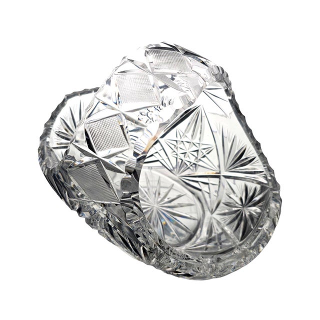Bohemian Queen's Lace 24% Lead Crystal Bride's Basket, Czech Republic, 9.25" For Sale In San Francisco - Image 6 of 11