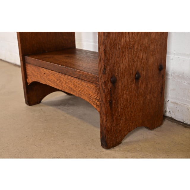 Wood Stickley Brothers Style Antique Mission Oak Arts & Crafts Bookcase or Magazine Rack, Circa 1910 For Sale - Image 7 of 11