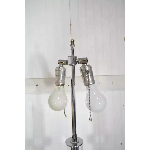 Metal Mid Century Modern Stacked Lucite and Chrome Skyscraper Floor Lamps - a Pair For Sale - Image 7 of 10