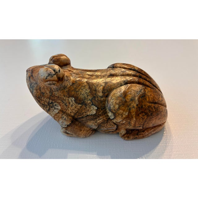 Tribal Vintage Hand Carved Jasper Stone Frog Figurine For Sale - Image 3 of 7