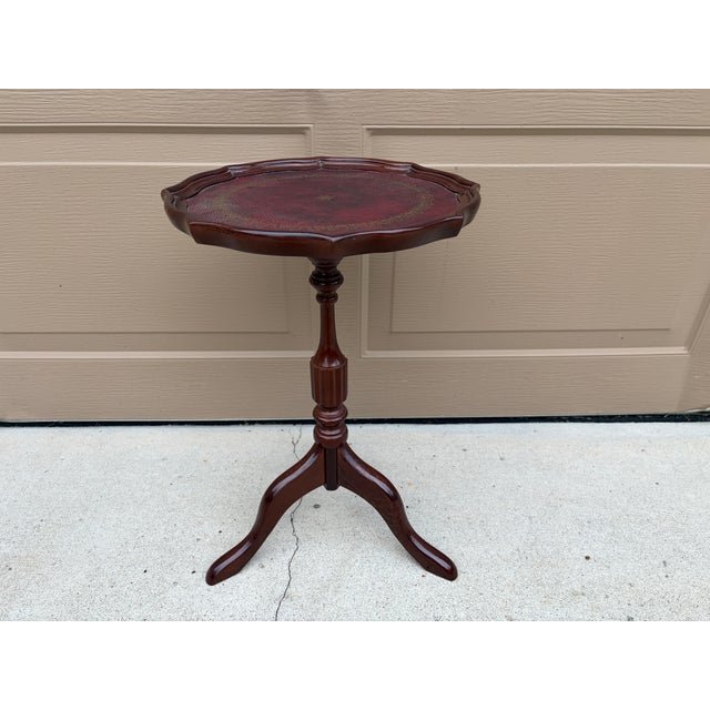 Vintage Georgian Embossed Red Leather Top Mahogany Side Table For Sale - Image 10 of 10