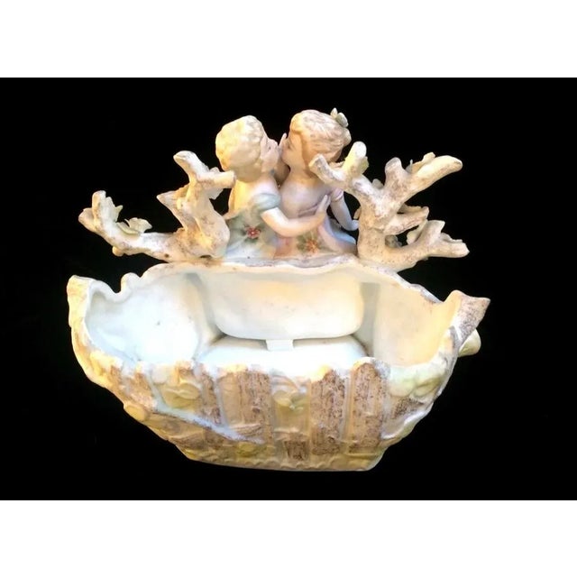 1920s 1920s Bisque Large Spill Vase Girl & Boy Kissing For Sale - Image 5 of 10